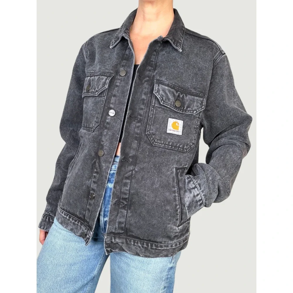 Carhartt WIP Stetson Jacket Black Denim Coat Organic Cotton Work in Progress S